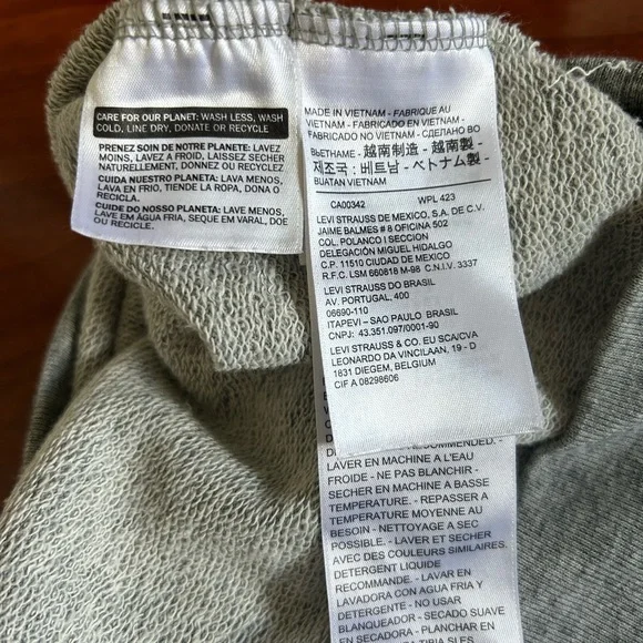 Levi's Womens Large Gray Crop Drop Shoulder Dolman French Terry Sweatshirt - Picture 7 of 7